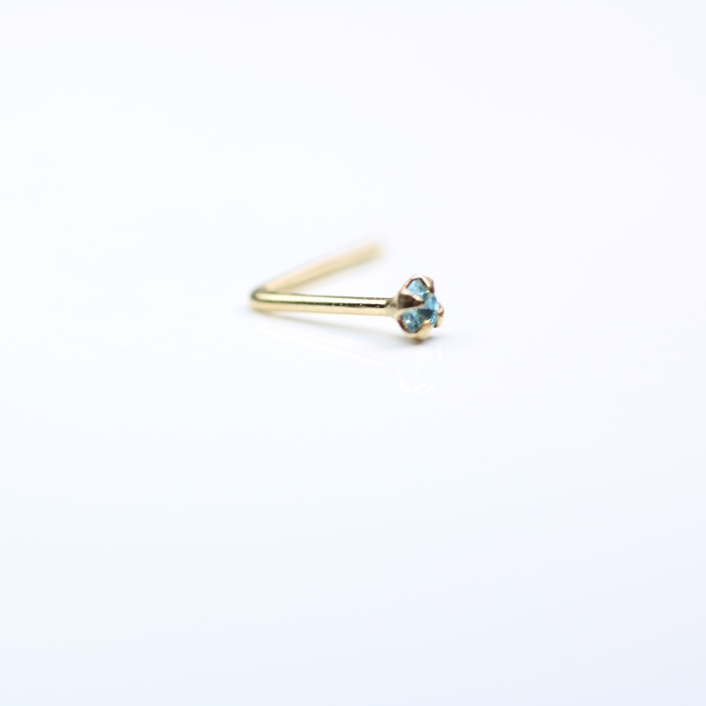 9kt gold cute tiny aqua citrine Nose Piercing 22 gauge New